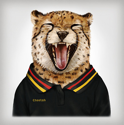 PSD 동물 옷 패션 일러스트 의인화 사람없음 치타 초상화 국내일러스트 포유류 그림 파일형식