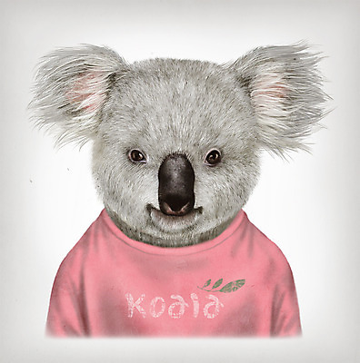 PSD 동물 옷 패션 일러스트 의인화 사람없음 코알라 초상화 국내일러스트 포유류 그림 파일형식
