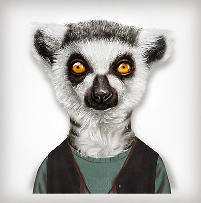 PSD 동물 옷 패션 일러스트 의인화 사람없음 초상화 여우원숭이 국내일러스트 원숭이 그림 파일형식