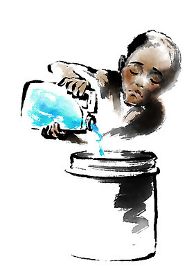 PSD 일러스트 캘리그라피 한명 소년 상반신 물 붓기 기아 양동이 먹 사회복지 복지 난민 구호활동 국내일러스트 자연요소 1 남자 어린이 모션 서예 사람 사회이슈 파일형식