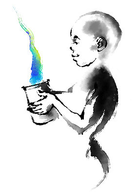 PSD 일러스트 캘리그라피 한명 소년 상반신 물 기아 양동이 먹 사회복지 복지 난민 구호활동 국내일러스트 자연요소 1 남자 어린이 서예 사람 사회이슈 파일형식