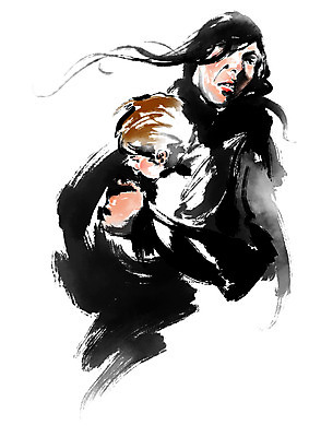 PSD 여자 일러스트 캘리그라피 엄마 상반신 성인 두명 아기 기아 먹 사회복지 복지 난민 구호활동 국내일러스트 가족 서예 사람 사회이슈 파일형식