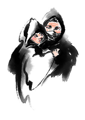 PSD 여자 딸 일러스트 캘리그라피 안기 엄마 소녀 상반신 성인 두명 기아 먹 사회복지 복지 난민 구호활동 국내일러스트 어린이 가족 모션 서예 사람 사회이슈 파일형식