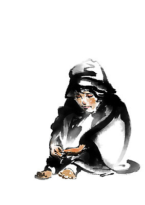 PSD 일러스트 캘리그라피 한명 앉기 소년 슬픔 기아 먹 사회복지 복지 난민 구호활동 국내일러스트 1 남자 감정 어린이 모션 서예 사람 사회이슈 파일형식