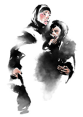 PSD 여자 딸 일러스트 캘리그라피 안기 엄마 소녀 상반신 두명 기아 먹 사회복지 복지 난민 구호활동 국내일러스트 어린이 가족 모션 서예 사람 사회이슈 파일형식