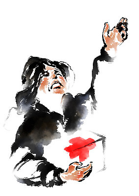 PSD 여자 십자가 일러스트 캘리그라피 한명 상반신 슬픔 구급상자 먹 사회복지 복지 난민 구호활동 국내일러스트 1 감정 서예 사람 의료용품 사회이슈 파일형식