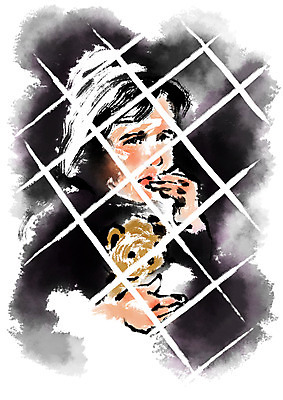 PSD 인형 일러스트 캘리그라피 한명 소녀 상반신 슬픔 기아 먹 사회복지 복지 난민 철창 구호활동 국내일러스트 1 여자 감정 어린이 서예 사람 사회이슈 파일형식