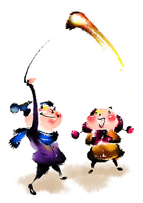 PSD 한국전통 전통문화 일러스트 캘리그라피 소녀 소년 두명 전통놀이 돌리기 쥐불놀이 국내일러스트 전통 여자 남자 문화 어린이 모션 놀이 한국 사람 파일형식