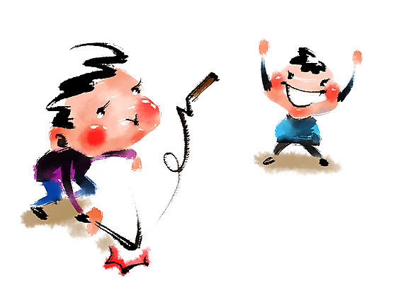 PSD 한국전통 전통문화 일러스트 캘리그라피 소년 두명 전통놀이 나무막대기 자치기 국내일러스트 전통 남자 문화 어린이 놀이 한국 사람 막대기 파일형식