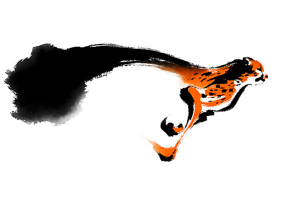 PSD 동물 한마리 일러스트 캘리그라피 붓터치 사람없음 달리기 먹 맹수 표범 국내일러스트 1 포유류 모션 서예 파일형식