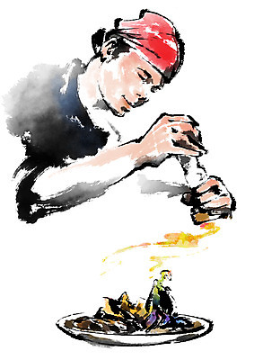 PSD 접시 남자 일러스트 캘리그라피 두건 요리 한명 상반신 성인 요리사 양념 뿌리기 후추통 국내일러스트 직업 1 식기 모션 사람 양념통 파일형식