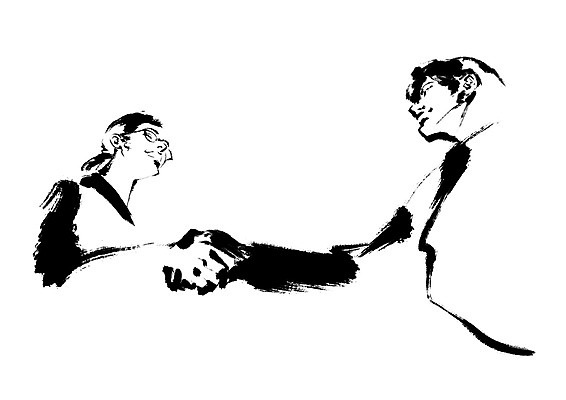 PSD 여자 남자 일러스트 캘리그라피 악수 협상 사람 상반신 성인 두명 마주보기 비즈니스맨 비즈니스우먼 국내일러스트 비즈니스 모션 손짓 직장인 파일형식