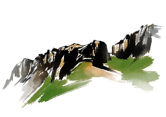 PSD 일러스트 캘리그라피 자연 붓터치 산 수묵화 풍경 사람없음 먹 국내일러스트 서예 미술 생태계 파일형식