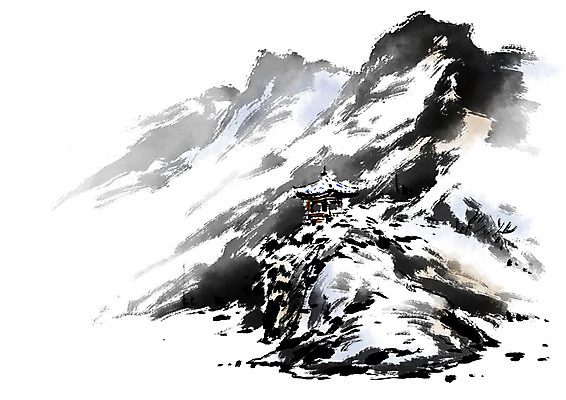 PSD 일러스트 캘리그라피 자연 붓터치 산 풍경 사람없음 먹 정자 국내일러스트 건축물 서예 생태계 파일형식