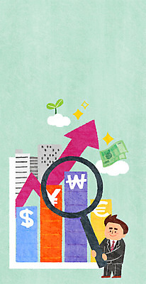 PSD 남자 지폐 일러스트 돋보기 한명 빌딩 성인 금융 경제 주식 막대그래프 환율 국내일러스트 1 돈 그래프 사람 건물 파일형식