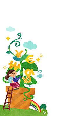 PSD 구름 여자 화분 무지개 일러스트 한명 성인 금융 경제 물뿌리개 화폐기호 물주기 국내일러스트 자연요소 1 기호 모션 사람 화폐 파일형식