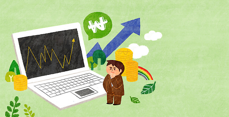 PSD 구름 남자 화살표 무지개 일러스트 한명 성인 금융 경제 노트북 동전 주식 국내일러스트 자연요소 1 돈 사람 전자제품 파일형식