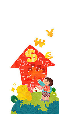 PSD 여자 화살표 일러스트 주택 한명 성인 금융 경제 동전 돼지저금통 화폐기호 퍼즐조각 지구모양 금융의날 국내일러스트 모양 1 기호 지구 조각 돈 사람 건물 저금통 퍼즐 화폐 파일형식 법정기념일