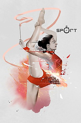 PSD 여자 리본 스포츠 포즈 올림픽 일러스트 캘리그라피 하계올림픽 한명 성인 운동 역동적 리듬체조 리듬체조선수 국내일러스트 1 컨셉 운동선수 건강 사람 파일형식