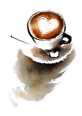 PSD 커피 일러스트 캘리그라피 상반신 사람없음 하트 커피잔 티스푼 컵받침 라떼아트 카페라떼 국내일러스트 모양 음료 잔 숟가락 받침대 그림 라떼 파일형식