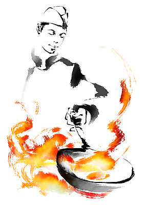 PSD 남자 일러스트 캘리그라피 불 요리사모자 요리 한명 상반신 성인 중식 요리사 프라이팬 국내일러스트 자연요소 직업 모자_잡화 1 음식 주방용품 사람 파일형식