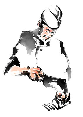 PSD 남자 일러스트 캘리그라피 요리사모자 요리 한명 상반신 성인 요리사 식칼 칼질 일본음식 국내일러스트 직업 모자_잡화 1 음식 모션 주방용품 사람 파일형식