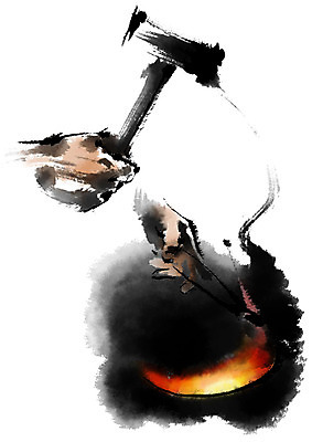 PSD 직업 손 일러스트 캘리그라피 집게 한명 신체부위 뜨거움 망치 철 먹 대장장이 두드리기 국내일러스트 1 모션 서예 사람 공구 파일형식