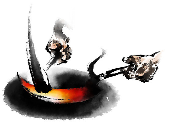 PSD 직업 손 일러스트 캘리그라피 불 한명 신체부위 뜨거움 망치 철 먹 대장장이 두드리기 국내일러스트 자연요소 1 모션 서예 사람 공구 파일형식