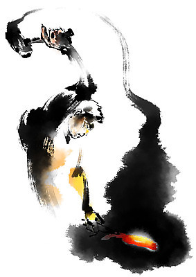 PSD 직업 남자 일러스트 캘리그라피 불 한명 사람 상반신 성인 망치 철 먹 대장장이 두드리기 국내일러스트 자연요소 1 모션 서예 공구 파일형식