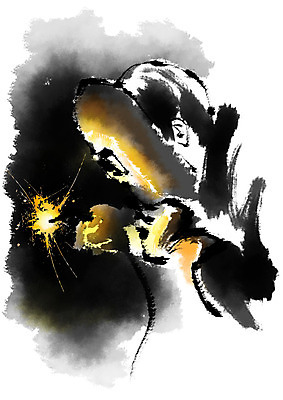 PSD 직업 남자 장갑 일러스트 캘리그라피 불 한명 사람 상반신 성인 먹 용접 용접공 용접마스크 국내일러스트 자연요소 1 잡화 서예 마스크 파일형식