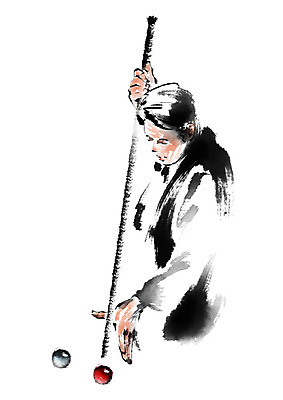 PSD 남자 일러스트 캘리그라피 한명 사람 상반신 성인 당구 당구공 당구채 국내일러스트 1 공 구기 당구용품 파일형식