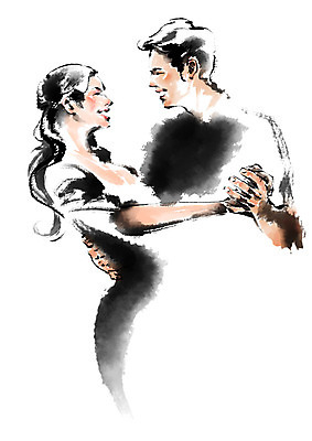 PSD 여자 남자 일러스트 캘리그라피 웃음 사람 상반신 성인 취미 두명 마주보기 손잡기 커플댄스 국내일러스트 모션 표정 춤 파일형식