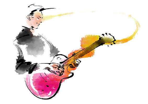 PSD 남자 음악 연주 일러스트 캘리그라피 한명 사람 상반신 성인 취미 기타 기타리스트 국내일러스트 1 현악기 문화예술 연주자 파일형식