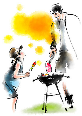 PSD 모자 남자 딸 일러스트 캘리그라피 가족 집게 요리 서기 사람 소녀 성인 취미 두명 캠핑 꼬치 아빠 그릴 부녀 국내일러스트 잡화 여자 어린이 관계 모션 주방용품 레저 파일형식