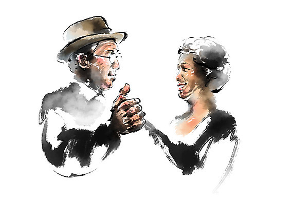 PSD 모자 여자 노년 남자 안경 일러스트 캘리그라피 웃음 사람 상반신 취미 두명 실버라이프 마주보기 노부부 춤 커플댄스 국내일러스트 라이프스타일 부부 잡화 모션 문화예술 표정 성인 파일형식