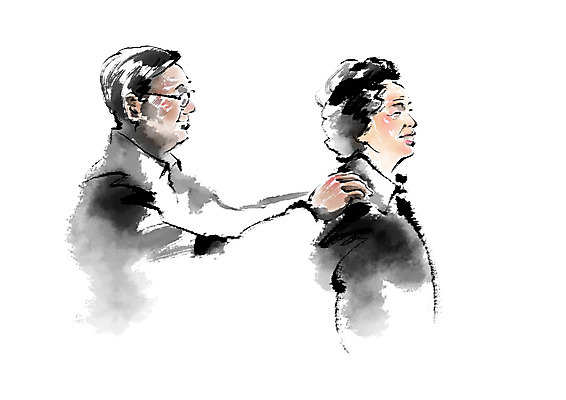 PSD 여자 노년 남자 일러스트 캘리그라피 사람 상반신 두명 실버라이프 노부부 어깨주무르기 국내일러스트 라이프스타일 부부 성인 주무르기 파일형식