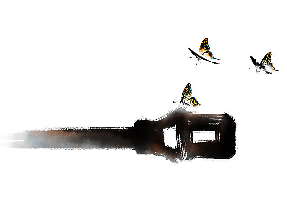 PSD 무기 나비 일러스트 캘리그라피 사람없음 총 먹 전쟁 총구 국내일러스트 곤충 서예 파일형식