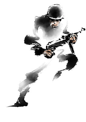 전신 PSD 남자 무기 일러스트 캘리그라피 한명 사람 성인 군인 총 전쟁 군모 국내일러스트 직업 1 군용 국군 파일형식