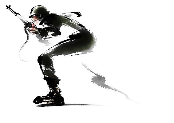 전신 PSD 남자 무기 일러스트 캘리그라피 한명 사람 성인 군인 총 전쟁 군모 국내일러스트 직업 1 군용 국군 파일형식