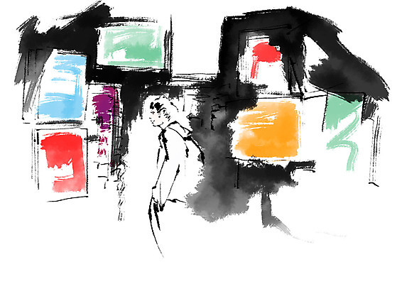 PSD 남자 일러스트 캘리그라피 거리 한명 사람 상반신 성인 쇼핑 상점 도시 먹 국내일러스트 1 서예 파일형식