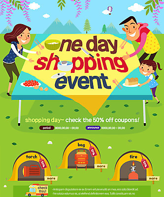 PSD 템플릿 여자 남자 어린이 웹템플릿 배낭 식탁 산 이벤트페이지 텐트 캠핑도구 이벤트 성인 세명 쇼핑 손전등 캠핑카 토치 할인쿠폰 이미지템플릿 가방 자동차 탁자 조명 사람 캠핑 도구 공구 쿠폰 페이지 파일형식