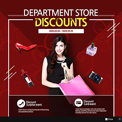 PSD 외국인 템플릿 여자 웹템플릿 팝업 이벤트팝업 웹팝업 한명 성인 쇼핑 쇼핑백 카메라 상점 하이힐 향수 와인병 이미지템플릿 1 구두 가방 병_용기 사람 인종 전자제품 와인 화장품 여성화 파일형식