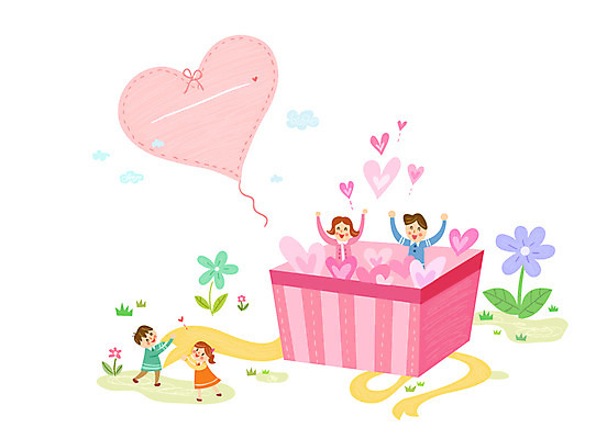 여자 남자 꽃 어린이 일러스트 가정 가족 여러명 성인 선물상자 하트 소인국 국내일러스트 AI파일 모양 식물 다수 관계 선물 사람 상자 파일형식 벡터