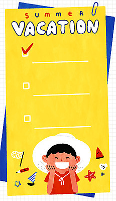 PSD 남자 어린이 일러스트 조개 여름음식 불가사리 수박 여름방학 한명 여름 연필 밀짚모자 채집망 체크리스트 제철음식 제철과일 국내일러스트 모자_잡화 1 계절 음식 과일 방학 어패류 학용품 극피동물 사람 필기구 제철 파일형식 여름_계절