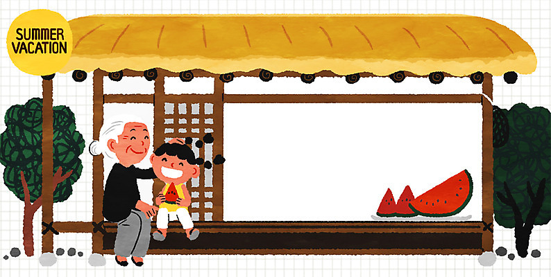 PSD 나무 여자 노년 할머니 어린이 일러스트 여름음식 수박 초가집 여름방학 두명 여름 시골 제철음식 제철과일 국내일러스트 식물 계절 음식 과일 방학 한옥 사람 성인 제철 파일형식 여름_계절