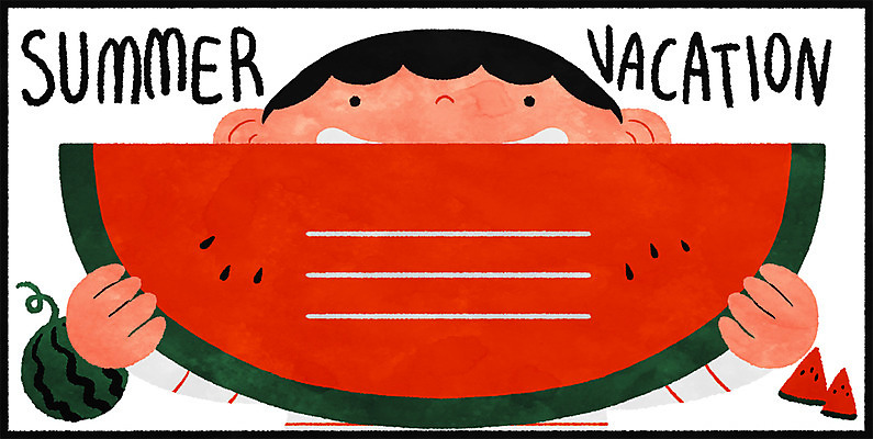 PSD 남자 어린이 일러스트 여름음식 수박 여름방학 한명 여름 제철음식 제철과일 국내일러스트 1 계절 음식 과일 방학 사람 제철 파일형식 여름_계절