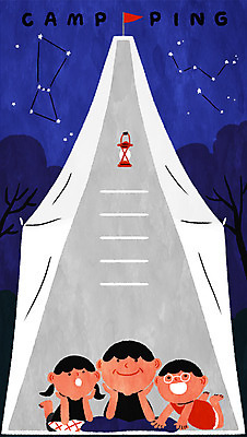 PSD 여자 남자 어린이 일러스트 여름방학 텐트 성인 세명 여름 별자리 캠핑 랜턴 국내일러스트 계절 레저 방학 조명 캠핑도구 사람 파일형식 여름_계절