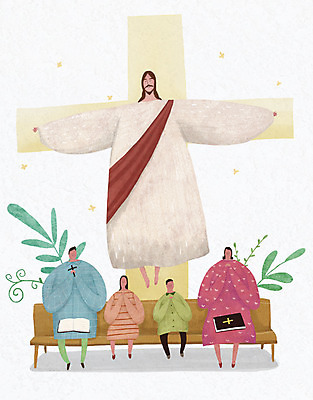 PSD 여자 남자 기독교 어린이 십자가 의자 일러스트 가족 여러명 성인 성경 기도 풀잎 예수 국내일러스트 종교 가구 다수 잎 종교용품 관계 사람 풀_식물 신_종교 파일형식