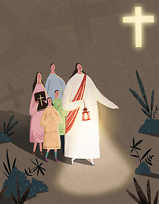 PSD 여자 남자 기독교 어린이 십자가 일러스트 가족 여러명 성인 빛 성경 랜턴 풀잎 예수 국내일러스트 종교 다수 잎 종교용품 관계 조명 사람 풀_식물 신_종교 파일형식