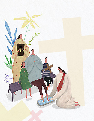 PSD 여자 남자 기독교 어린이 십자가 벤치 일러스트 가족 여러명 성인 성경 풀잎 예수 세족 세족식 국내일러스트 종교 다수 잎 의자 종교용품 관계 사람 풀_식물 신_종교 파일형식